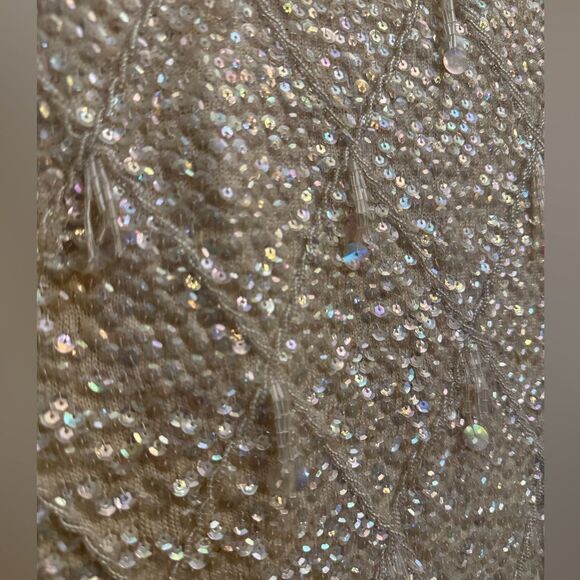 Vintage Fully Beaded Sequin Size Medium Lined Wool Cropped Tank Top - Picture 7 of 12